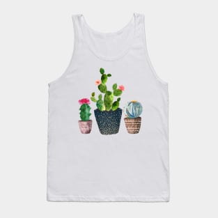 Watercolor hand painted Cactus trio Tank Top